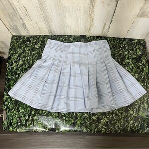 Plaid Mini Skirt in Light Blue